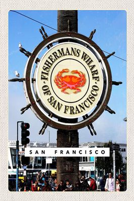 Holzschild 18x12 cm - San Francisco Usa Fischermans Wharf
