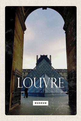 Blechschild 18x12 cm Louvre Museum Reiseziel Architektur