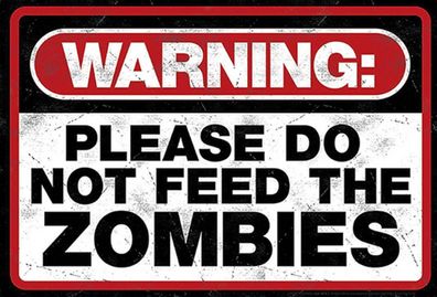Holzschild Holzbild 20x30 cm warning please do not Zombies