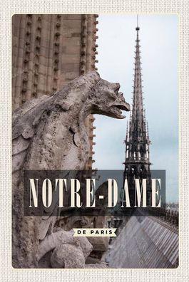Blechschild 18x12 cm Notre-Dame de Paris Reiseziel