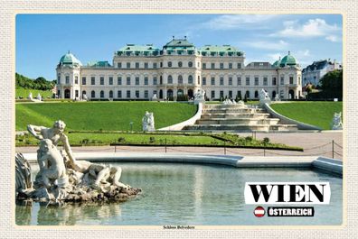 Holzschild 18x12 cm - Wien Österreich Schloss Belvedere