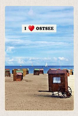 Blechschild 18x12 cm Ostsee Strand Strandkorb Sand