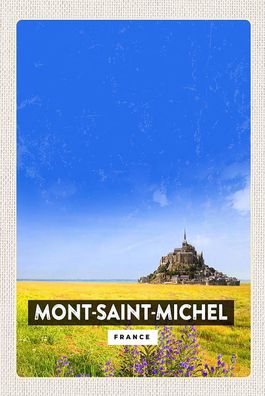 Blechschild 18x12 cm Mont-Saint-Michel France Kathedrale