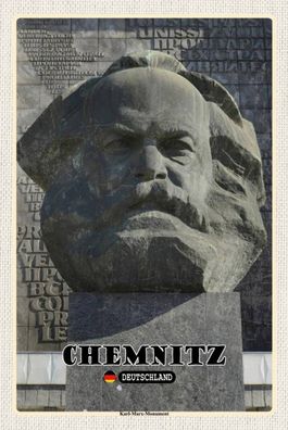 Holzschild 18x12 cm - Chemnitz Karl-Marx-Monument