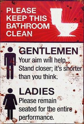 Blechschild 20x30 cm Gentlemen Ladies WC Toilette