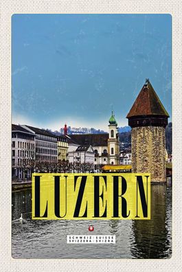 Blechschild 18x12 cm Luzern Stadt Familienurlaub Wanderung