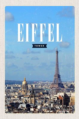 Blechschild 18x12 cm Eiffel Tower Panorama Bild Reiseziel