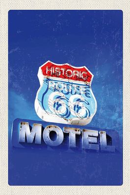 Holzschild Holzbild 18x12 cm Amerika USA Route 66 Historic Motel