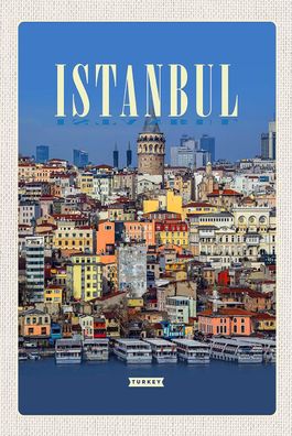 Holzschild Holzbild 18x12 cm Istanbul Turkey City Guide Geschenk