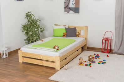 Kinderbett / Jugendbett Kiefer Vollholz massiv natur A25, inkl. Lattenrost - Abm
