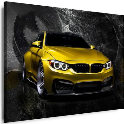 Wandbilder BMW M3 Golden Sportwagen Cars Leinwand XXL Myartstyle