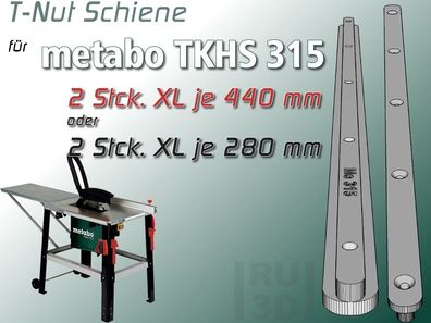 T-Nut Schiene Gleitschiene f. Metabo TKHS 315 C Tischkreissäge, Schiebeschlitten