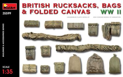 Miniart ! British Rucksacks FOLDED CANVAS & BAGS WW II