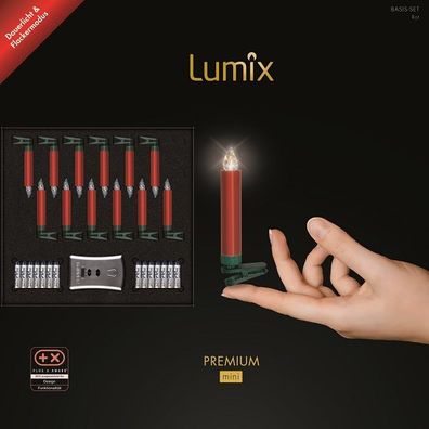 Kabellose Christbaumkerzen Lumix Premium Mini rot 12er Startset IR 75446