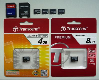 NEU Adapter zu SD | Transcend microSD 2GB 4GB 8GB 64GB microSDHC 2 4 8 64 GB micro SD