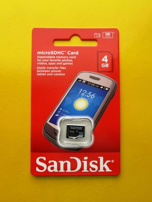 NEU: SanDisk 4GB microSD micro SD SDHC microSDHC SDSDQ-4096 class 4 4 GB