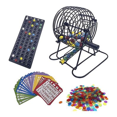 Deluxe-Bingo-Spielset mit 6-Zoll-Bingo-Käfig, Bingo-Master-Brett, 75 farbigen