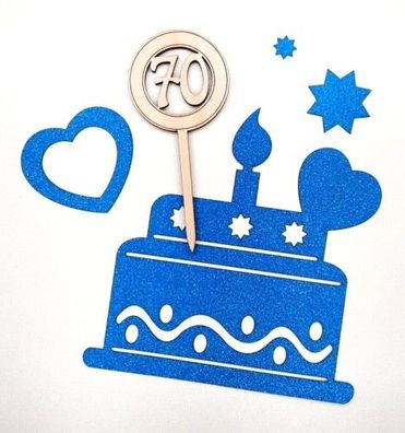 Cake Topper Holz 70. Geburtstag Geburtstagszahl Tortenstecker Deko Tortentopper DIY