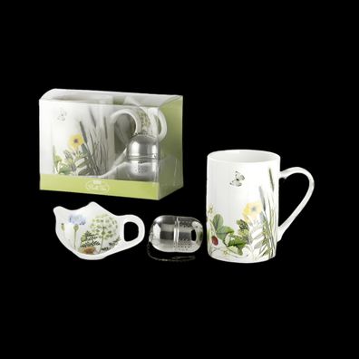Porzellan-Teeset - Gilde Teeset Wild Flowers 3-tlg. - Porzellan Geschirr Küche Haush