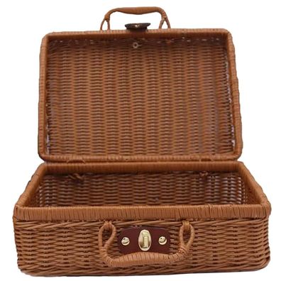 Picknickkorb, gewebter Korbgeflecht, Vintage-Koffer, gewebter Aufbewahrungskorb,