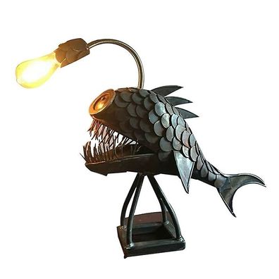 Angler Fisch Lampe USB wiederaufladbar Desktop Metall Licht handgemachte Handwerk