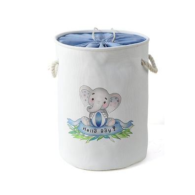 Elefanten-Wäschekorb für Kinderzimmer, großer Stoff-Aufbewahrungskorb mit Kordelzug