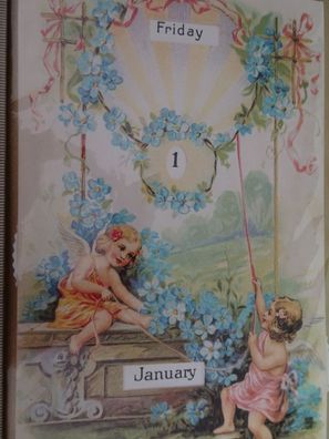 Grußkarten Geburtstag verstellbar Zahlen Tag Monat Engel Halcyon Card England Vintage