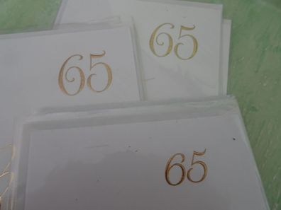 Grußkarten zum 65. en Geburtstag schlichte Eleganz weiß-golden EDEL