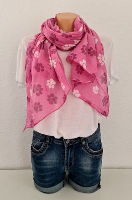 Blogger Italy Schal Tuch Halstuch Seide/ Baumwolle asymetrisch Pfötchen Pink