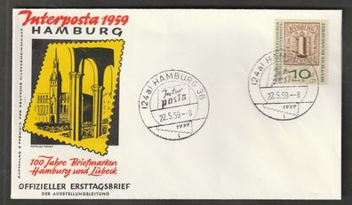 BRD 2 Belege Internationale Postwertzeichen-Ausstellung Interposta 22.5.1959
