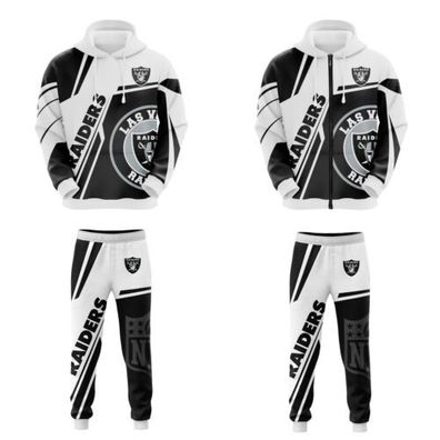 Las Vegas Raiders Herren PulloverZipper Hoodie Sporthose Set Dunner Sportanzug