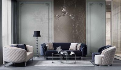 Wohnzimmer Sofagarnitur Dreisitzer Sessel Luxus Couch Polstermöbel Neu