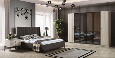 Schlafzimmer Set Bett 2x Nachttische Kleiderschrank moderne Möbel 4tlg
