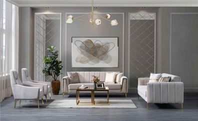Moderne Weiße Sofagarnitur Luxus Sofas Sessel Edle Couch Designer Möbel