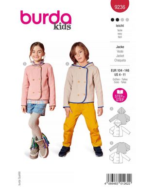 burda style Papierschnittmuster Leichte Kinder-Jacken #9236