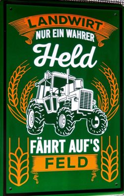 Top-Blechschild, 20 x 30 cm, Landwirt, wahrer Held, Traktor, Neu, OVP