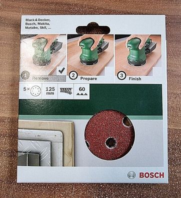 Bosch 5 Stück K60 Schleifblatt für Exzenterschleifer 125mm 2609256A23