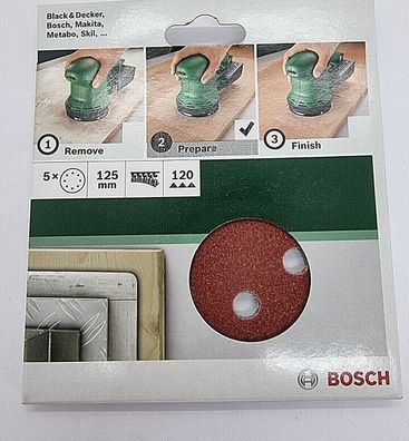 Bosch 5 Stück K120 Schleifblatt für Exzenterschleifer 125mm 2609256A25
