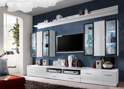 Wohnzimmermöbel Set Designer Wohnwand Einrichtung Wandschrank Weiß