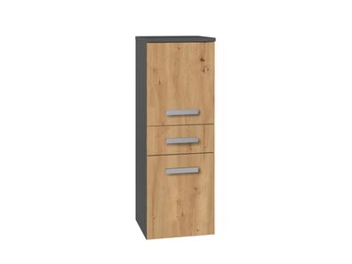 Badezimmerschrank mit 2 Türen und Schublade in Anthrazit & Artisan Eiche