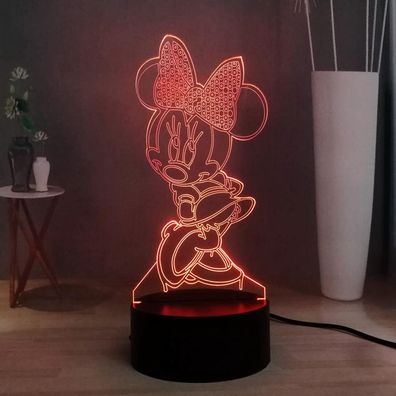 3D Nachtlicht Slide LED Beleuchtung Cartoon Minnie Nachtlicht RGB 7 Farbwechsel