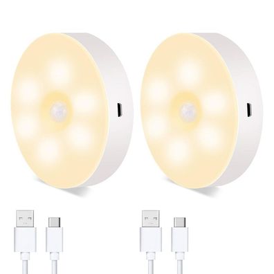 LED Nachtlicht mit Bewegungsmelder | USB aufladbare Nachtlampe mit Magnet für