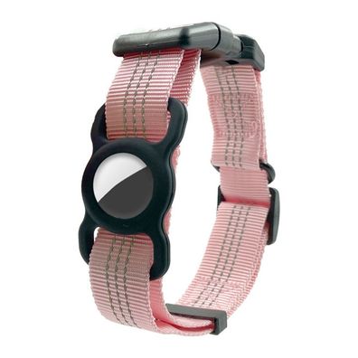 Strapazierfähiges Hundehalsband mit Halterungsbox, verstellbar, rosa