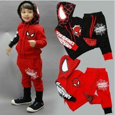 Kids Boys Spiderman Hoodies Tracksuit Sweatshirt Tops Pants Clothes Outfits NEW