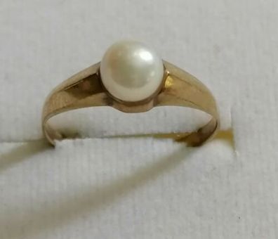 Goldring Gelbgold Ring 333 mit elegante Perle , Gr.56