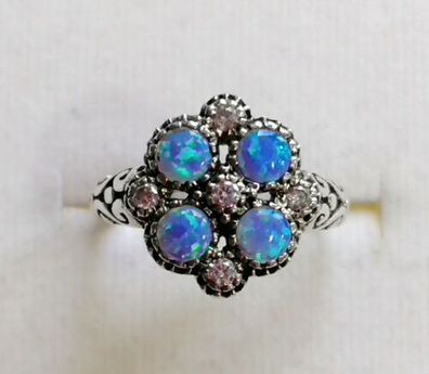 Silber Ring 925 mit elegante Opal, Antik style, Gr.54, Neu , Top!