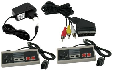 Nintendo NES Set Scart Kabel + Netzteil Stromkabel + 2x Controller Gamepad für Nes