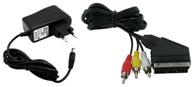 Nintendo NES Set Scart AV / TV Anschluss Kabel + Konsolen Netzteil Stromkabel