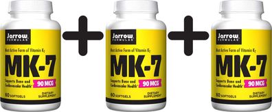 3 x Vitamin K2 MK-7, 90mcg - 60 softgels