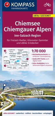 Kompass Fahrradkarte 3335 Chiemsee - Chiemgauer Alpen 1:70.000: rei?- und w ...
